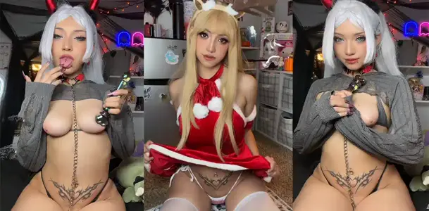 OF欧美反差福利姬【milkhoneycos】自慰视频流出，道具抽插嫩穴骚水流个不停俏脸高潮泛红